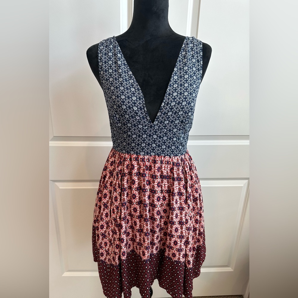 Lulu's Blue and Red Floral Mini Dress